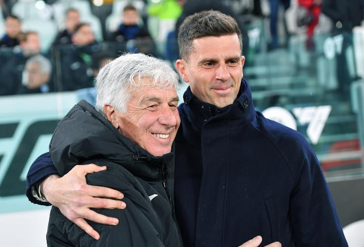 Gasperini sorride con Thiago Motta