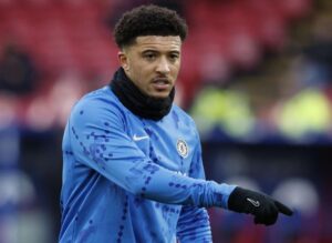 Jadon Sancho con la maglia d'allenamento del Chelsea
