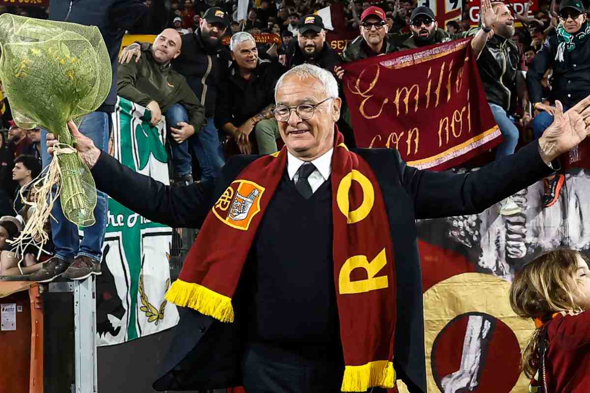 Claudio Ranieri premiato sotto la Curva Sud