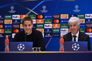 Gasperini e Pasalic in conferenza stampa prima di un match di Champions League