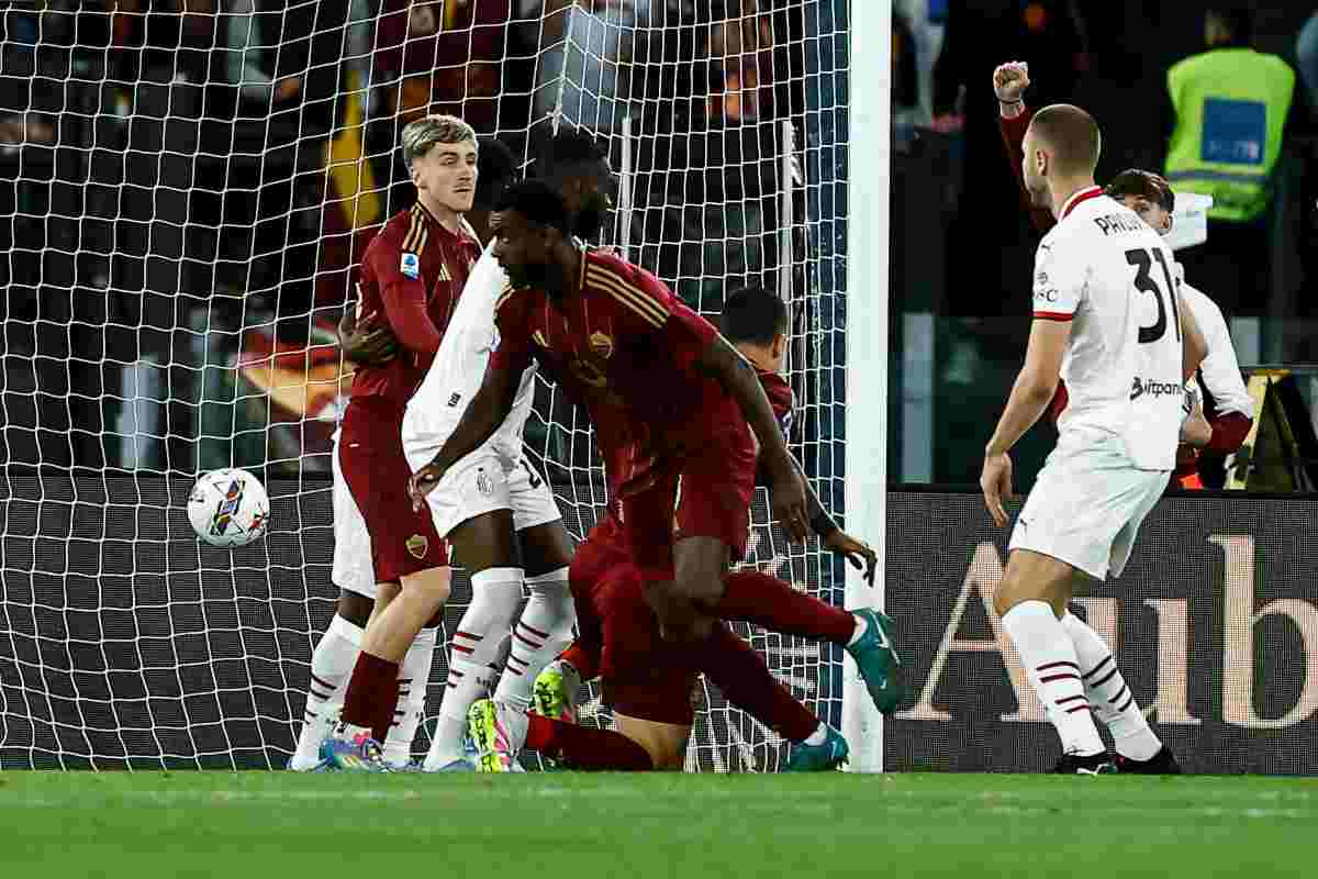 I giocatori di Roma e Milan all'Olimpico
