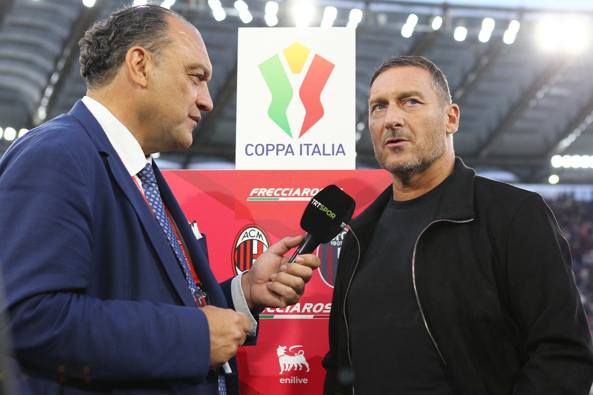 Totti intervistato prima della finale di Coppa Italia