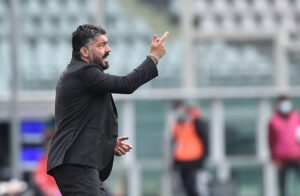 Gennaro Gattuso in panchina con il Napoli in un match di campionato