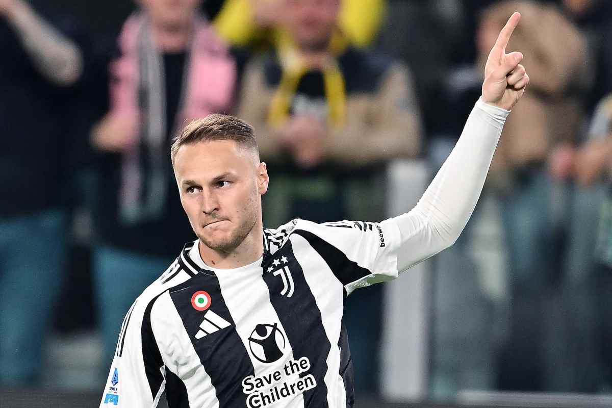 Koopmeiners esulta con la Juventus