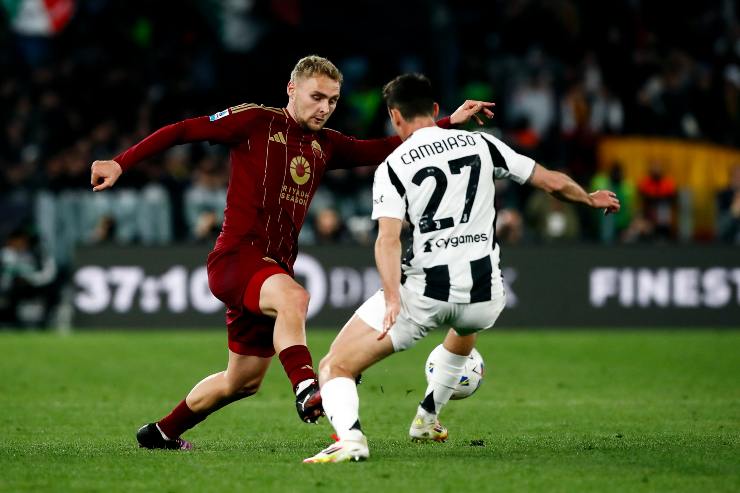 Victor Nelsson in azione contro la Juve
