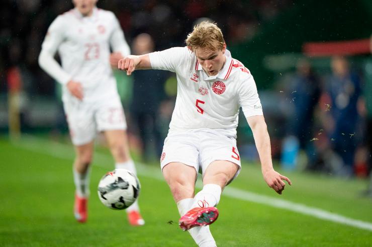Kristiansen in azione con la sua nazionale
