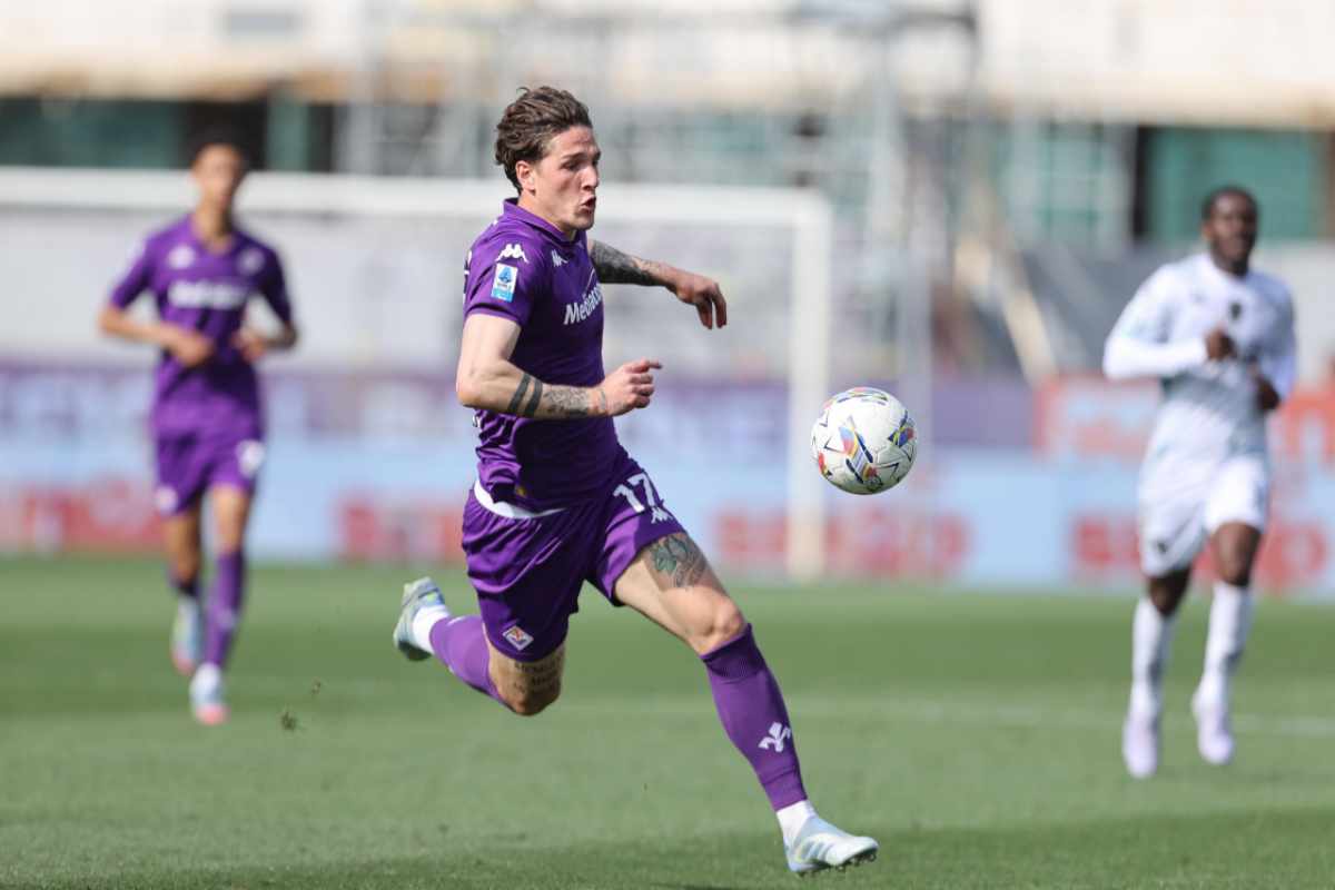 Zaniolo con la maglia della Fiorentina