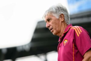 Gasperini durante il pre partita di Roma-Neom