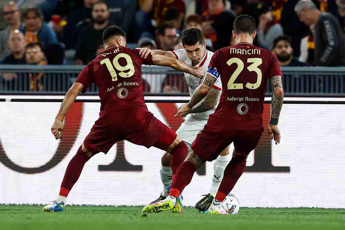 I giocatori di Roma e Milan all'Olimpico