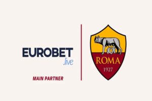 Lo stemma di Eurobet al fianco del logo della Roma