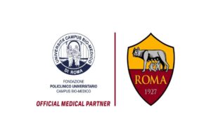 Il logo della Roma e quello del Campus Bio-medico